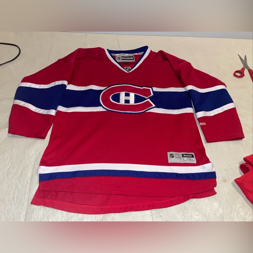 Youth L/xl Montréal Canadiens jersey Euc Habs Nhl Vintage Red Reebok Sewn Crest